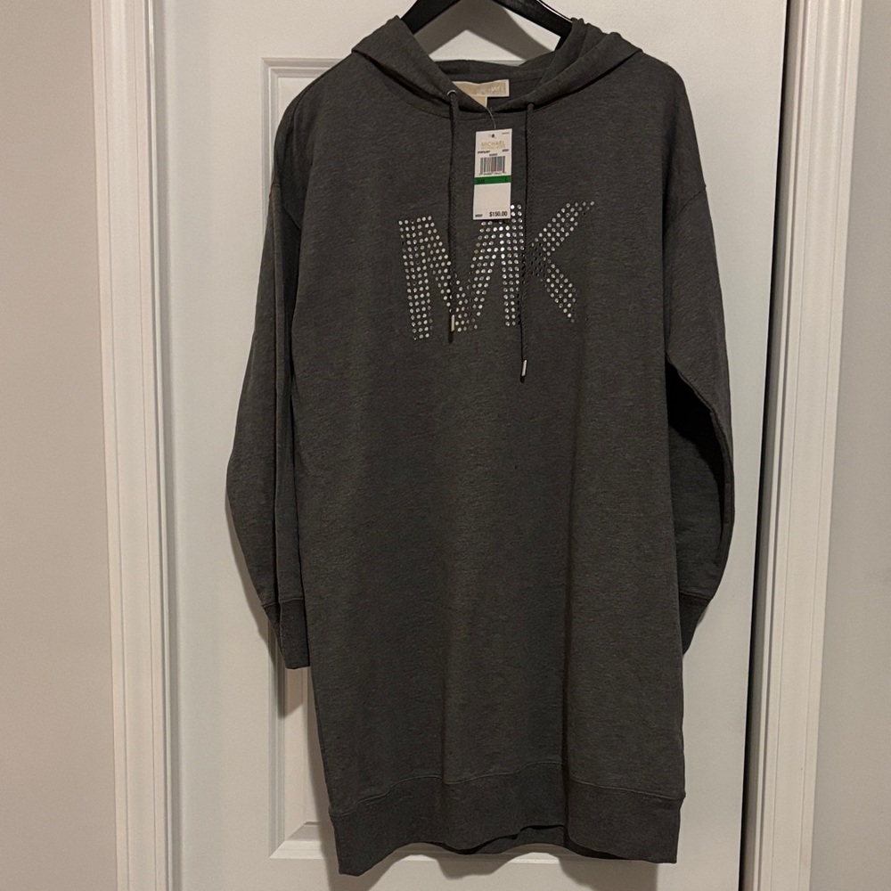 Michael Kors Charcoal Long Sleeve Hoodie Dress